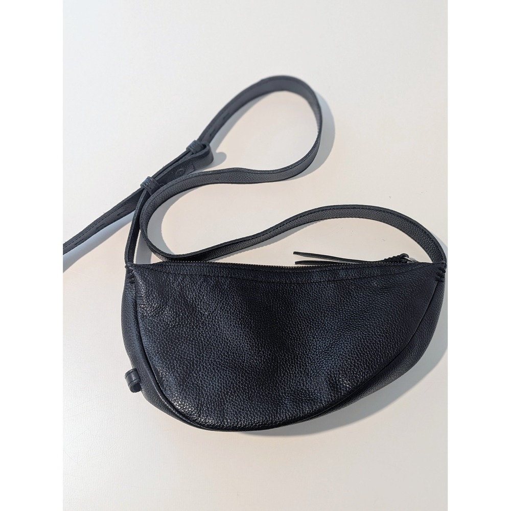 The Sak Black Pebbled Leather Crescent Crossbody Bag Adjustable Strap